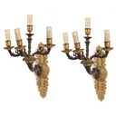 Coppia di appliques in bronzo dorato e brunito