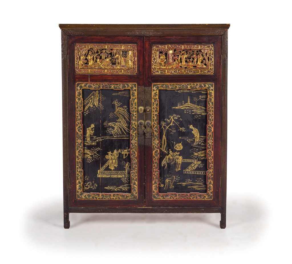 [AW/1006] Credenza Cinese in legno laccato e formelle