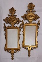 Coppia di piccole specchiere Spagna in legno dor.