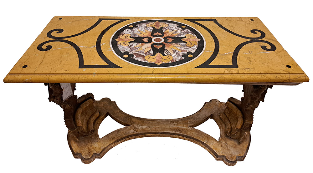 [CA1192] Tavolino da salotto in legno e marmo