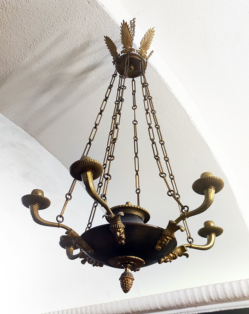 [CA1215] Lampadario Carlo X in bronzo a 6 luci