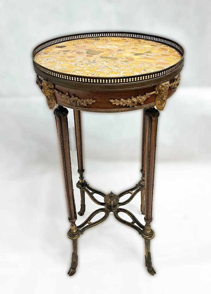 [CA1252] Tavolino Napoleone III con piano in marmo breccia