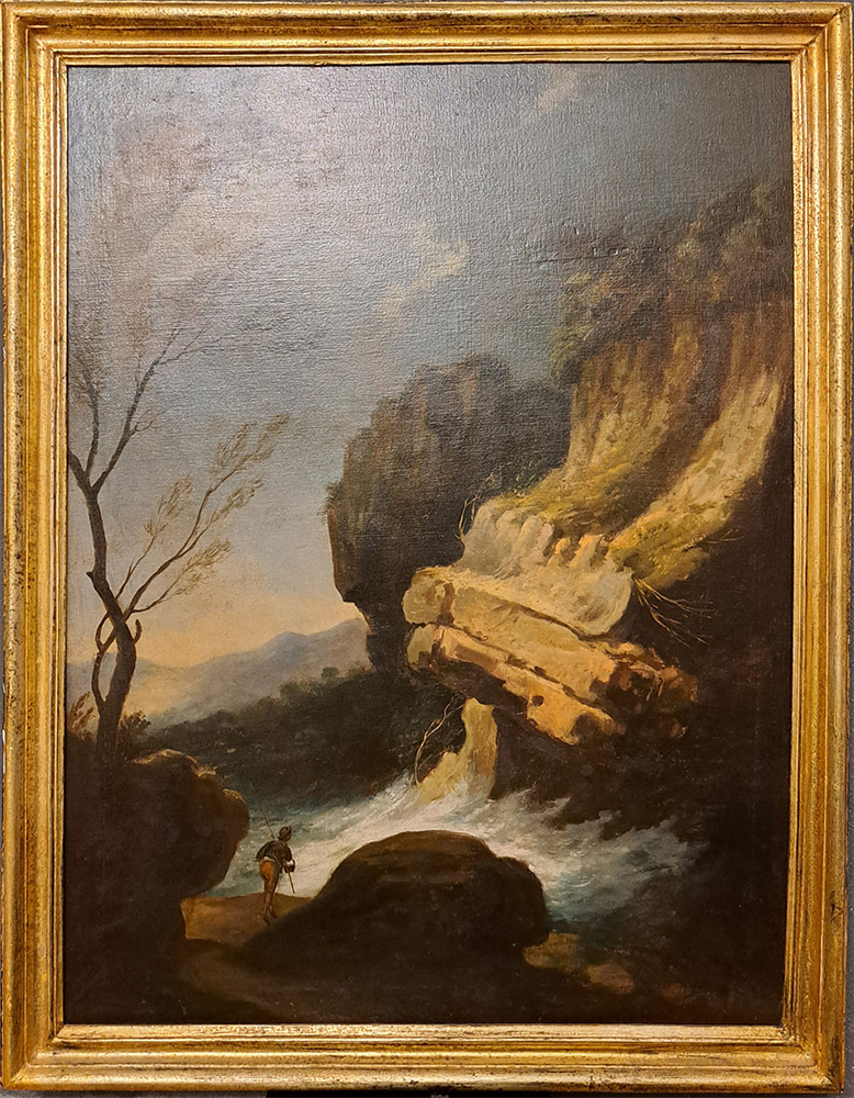 [CA1268] Dipinto raff. Scoglio con personaggi Inizi '700