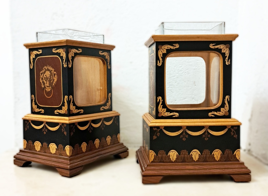 [CA1302] Coppia di porta fiori in legno sorrentino