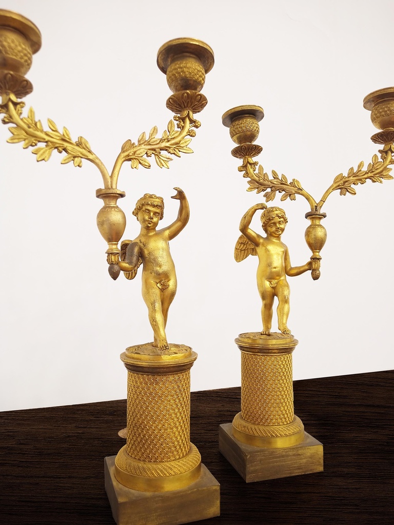 Coppia di candelieri Carlo X in bronzo