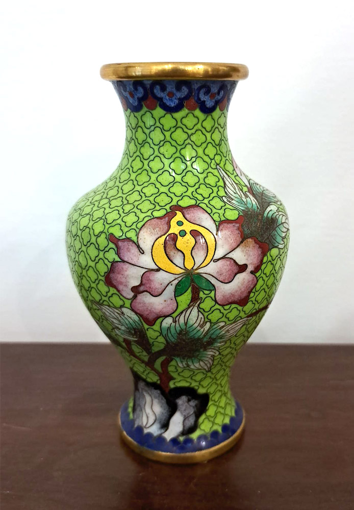 [CA1346] Vasetto Cloisonnè a base verde