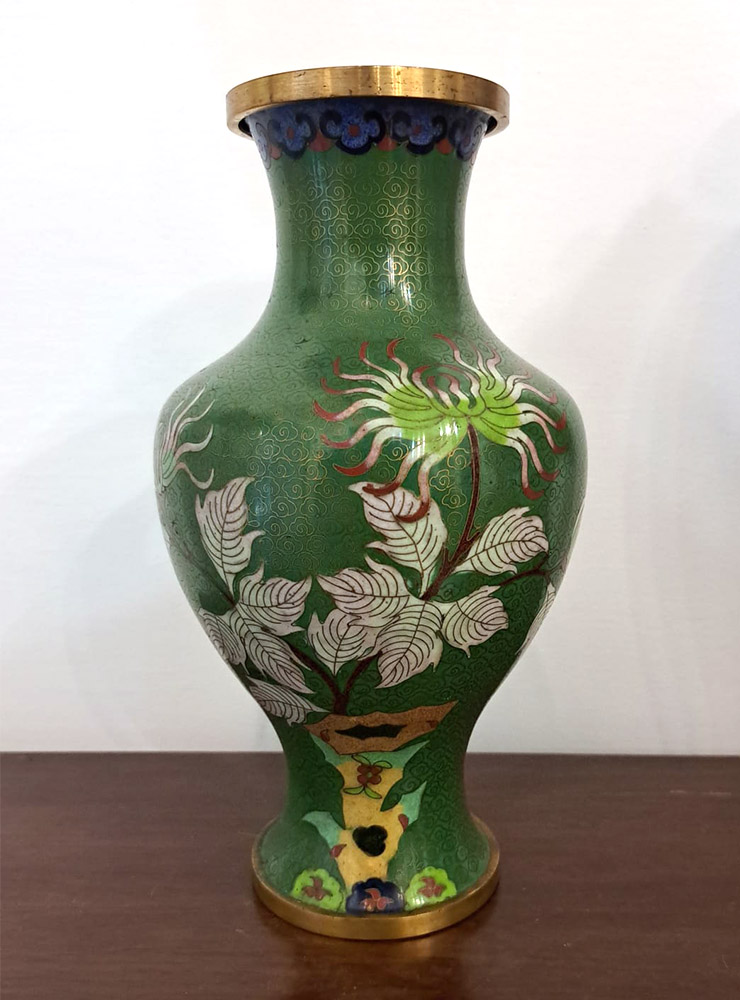 [CA1348] Vasetto Cloisonnè a base verde