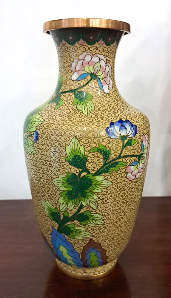 [CA1349] Vasetto Cloisonnè a base gialla