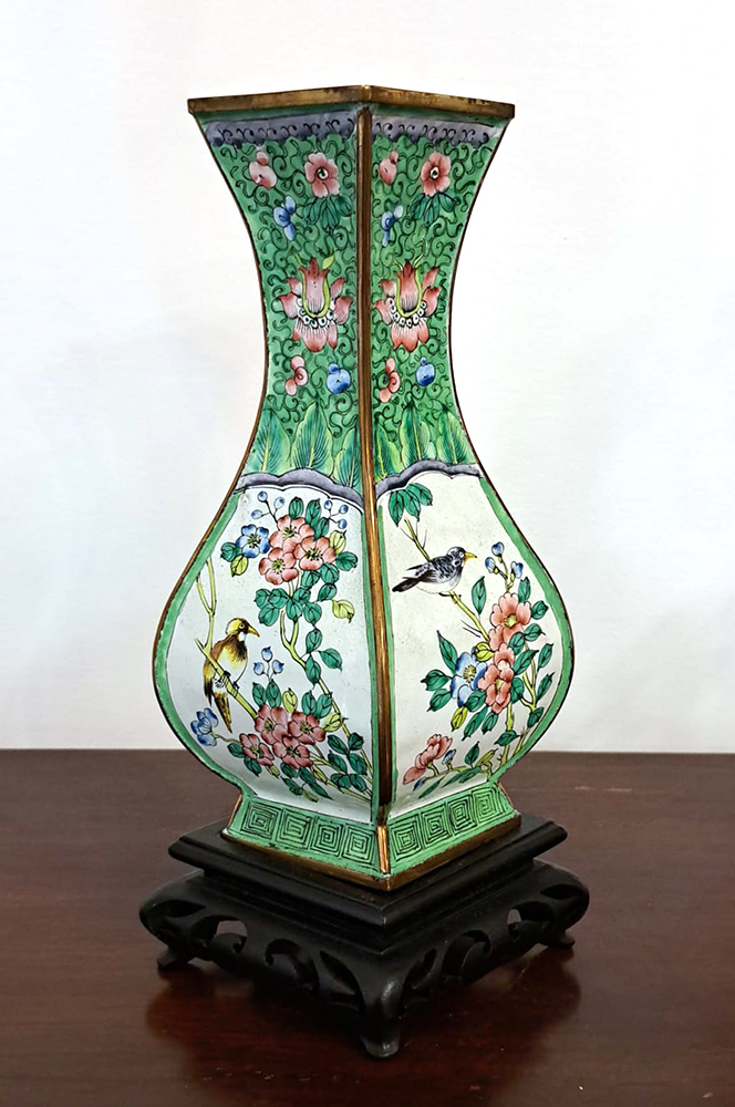 [CA1352] Vasetto Cloisonnè a pianta romboidale