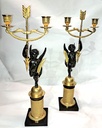 Coppia di candelabri Carlo X in bronzo dorato e br