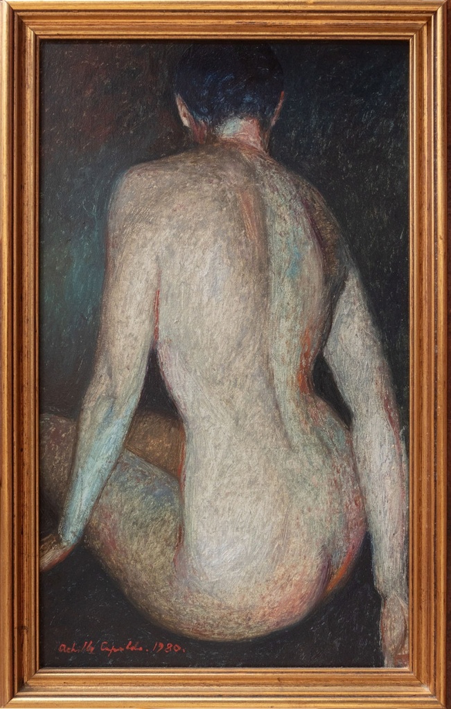 [CA1438] A. Capaldo - Nudo di schiena, olio su comp
