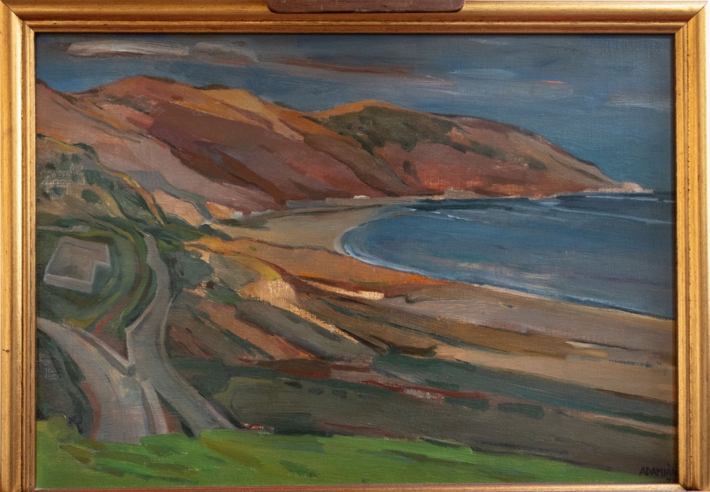 [CA1439] Adamian, Paesaggio costiero, olio su tav
