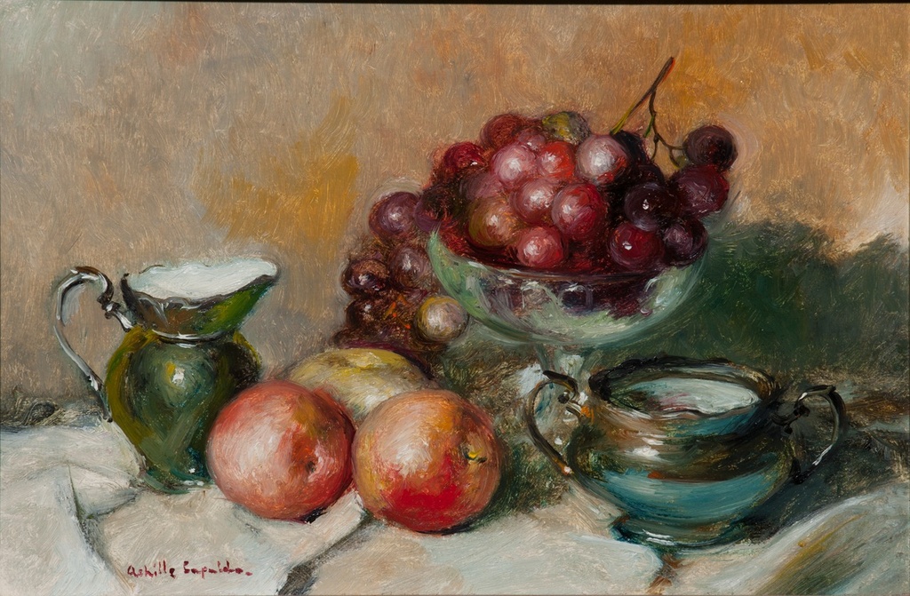 [CA1447] Achille Capaldo, Natura morta con uva e mele