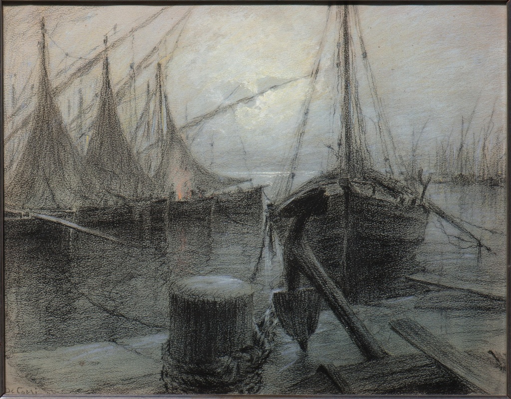 [CA1452] Nicolas de Corsi, Porto, pastello su cartonc