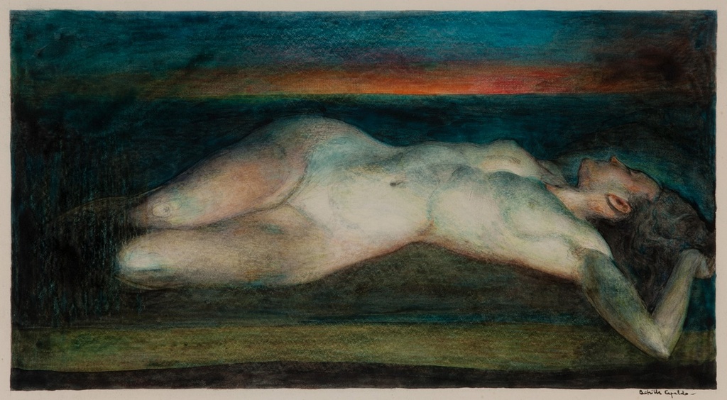 [CA1459] Achille Capaldo, Nudo disteso, pastello