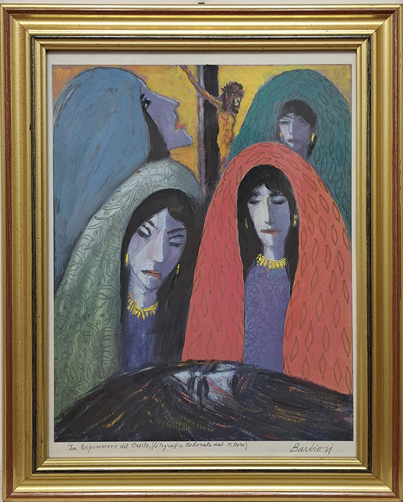 Litografia Barbieri "La deposizione di Cristo"