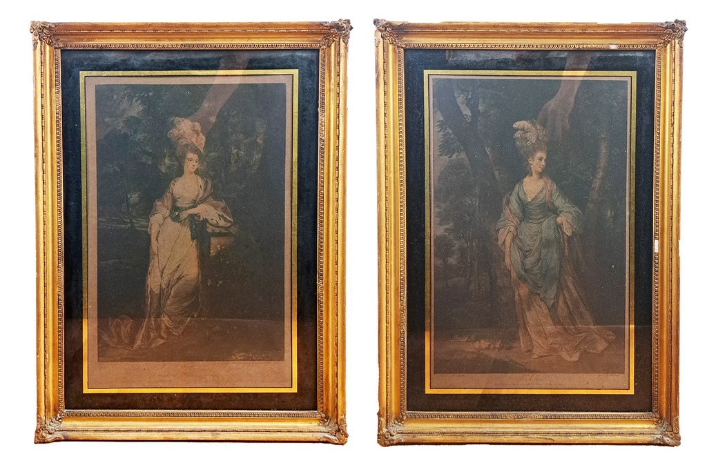 [CA1500] Coppia di stampe raff. "nobildonne"