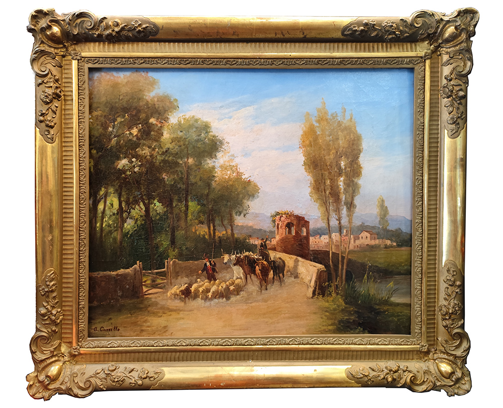 [CA1525] Dipinto con scena campestre - A. Carrillo