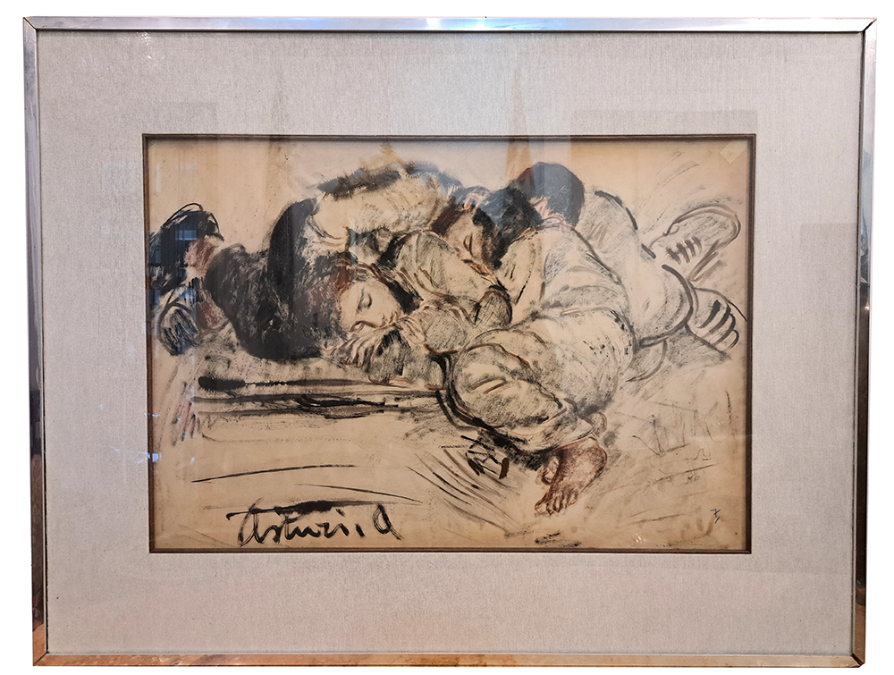 Dipinto f.to Antonio Asturi "Bambini addormentati"