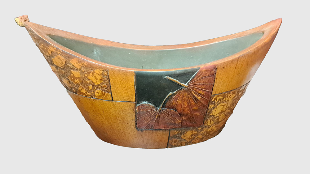 [Z1776] Contenitore a forma di barca in legno