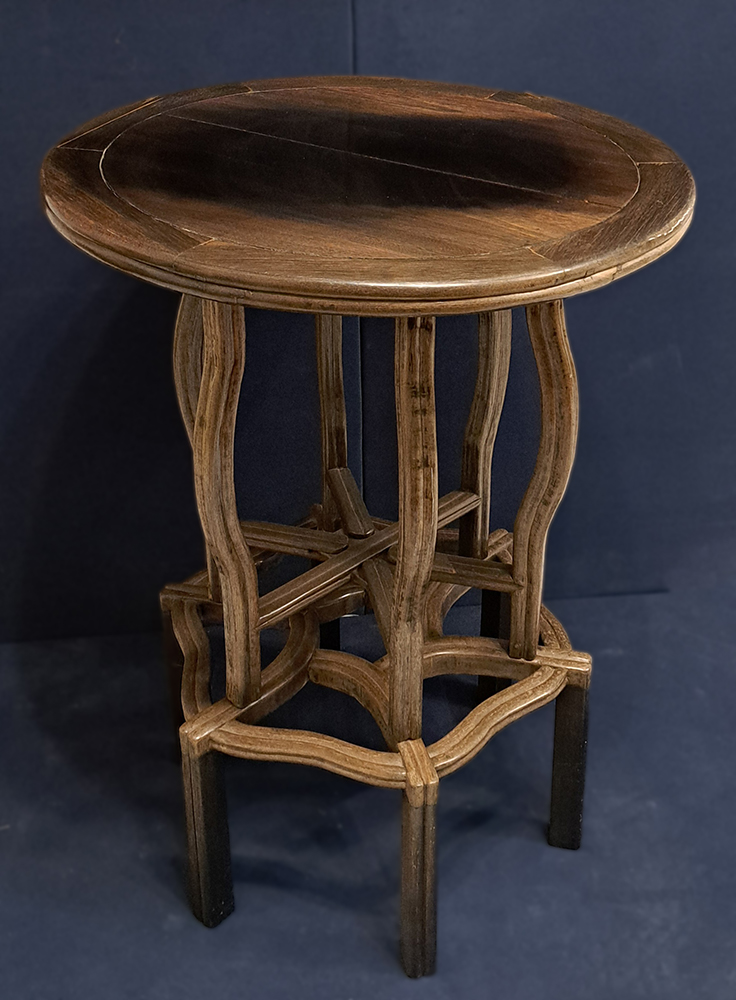 [Z1787] Tavolo alto in legno a piano circolare