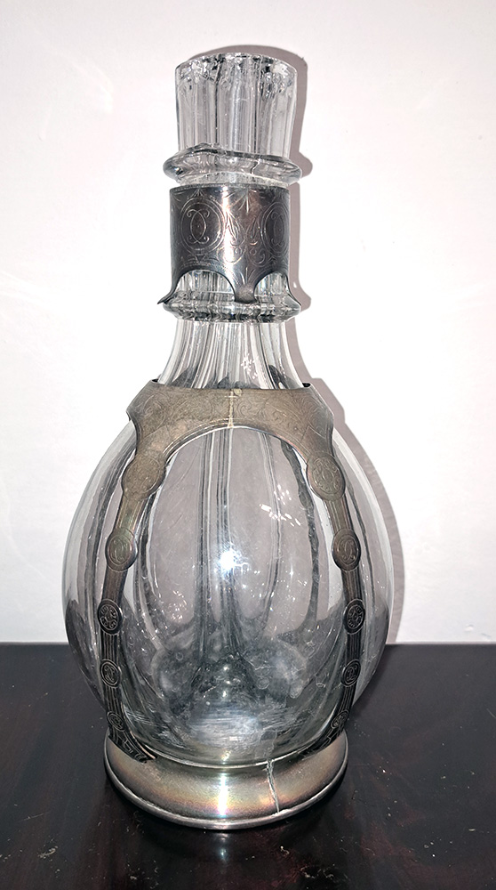 [Z1795] Bottiglia in vetro e metallo a quattro parti