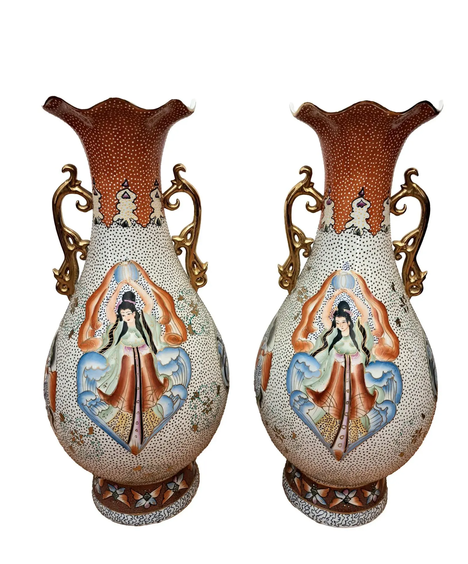 [Z1866] Coppia di vasi cinesi biansati in porcellana