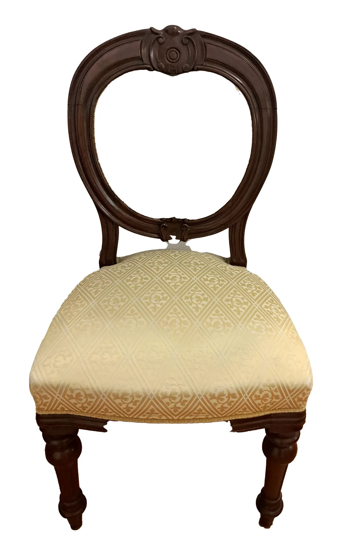 4 sedie in noce e tappezzeria oro