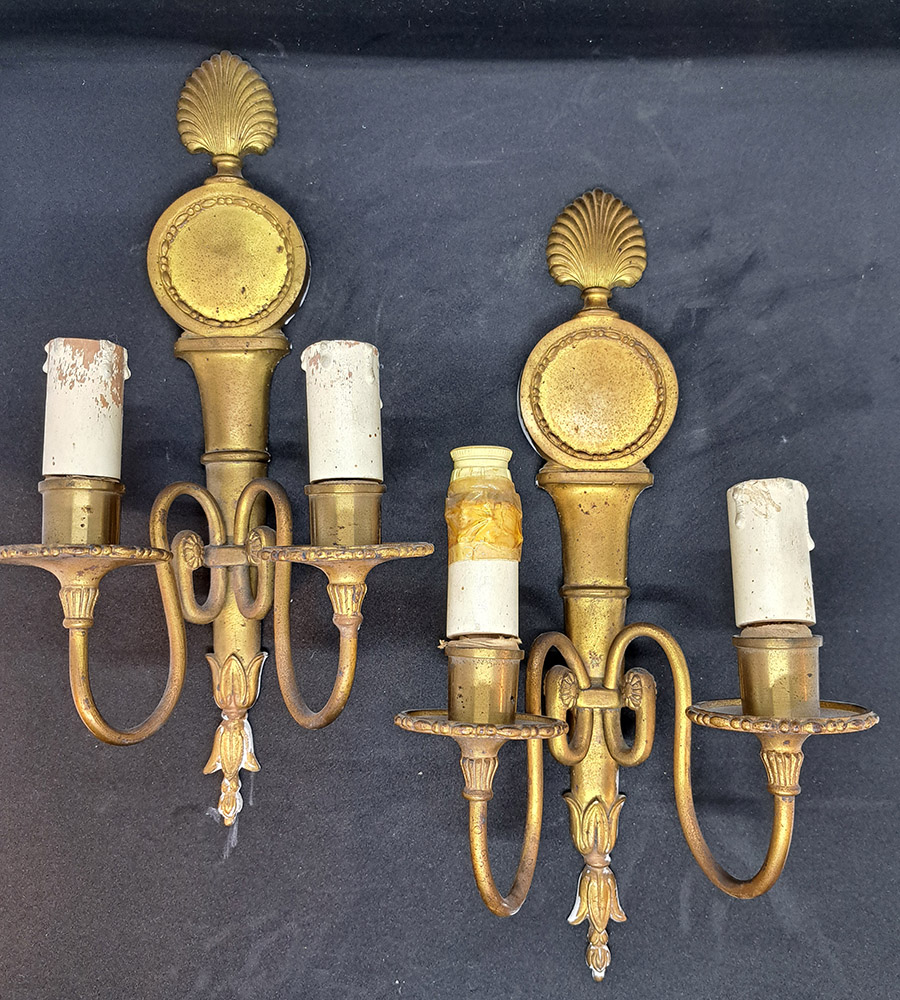 [ZG1057] Coppia di appliques in bronzo dorato