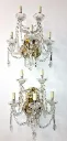 5 Appliques a 5 luci in cristallo anni '50