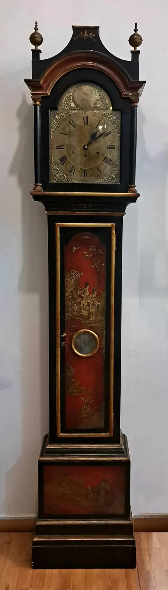 Orologio a colonna Inglese a Chinoiserie