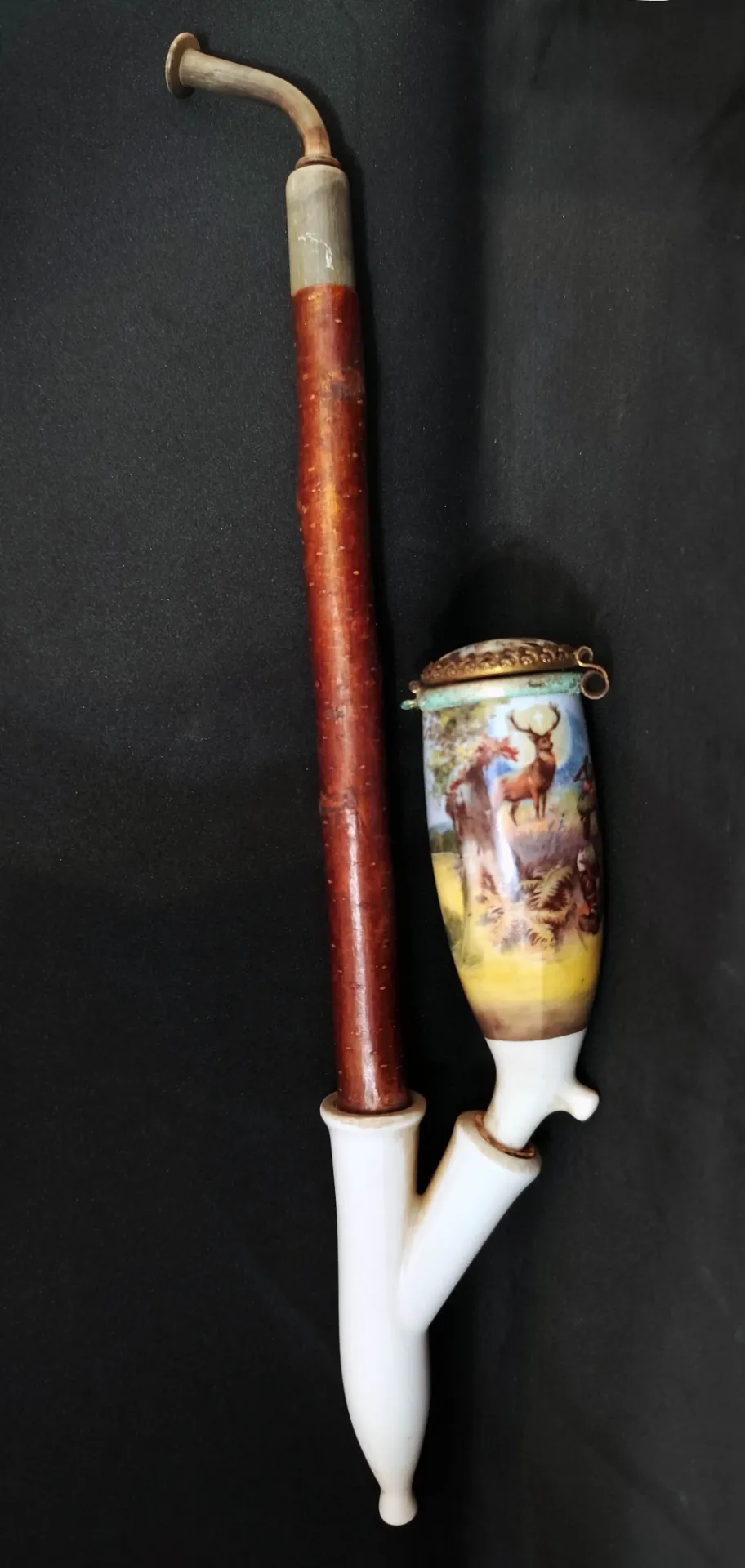 [CA/1549] Pipa tedesca in porcellana e corno