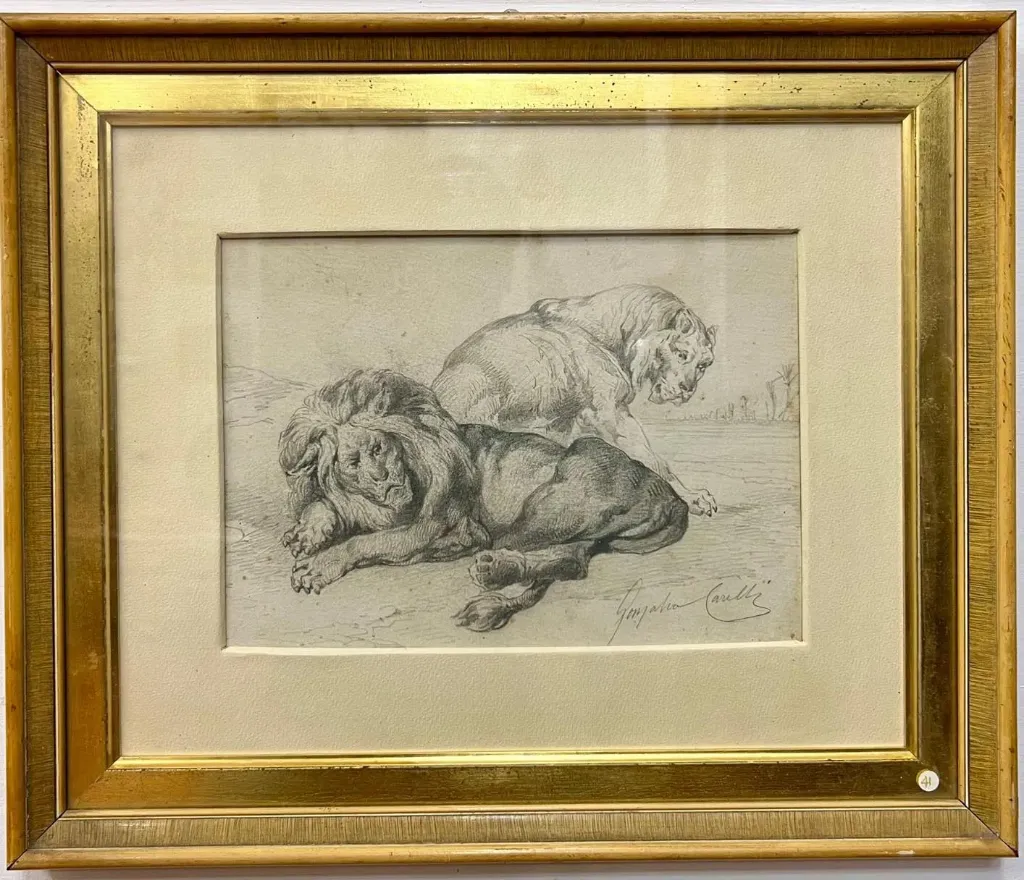 G. Carelli - Coppia di leoni