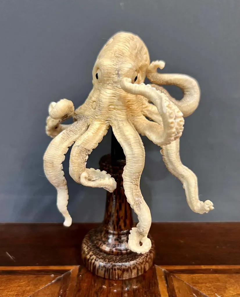 Scultura in corno raffigurante polpo
